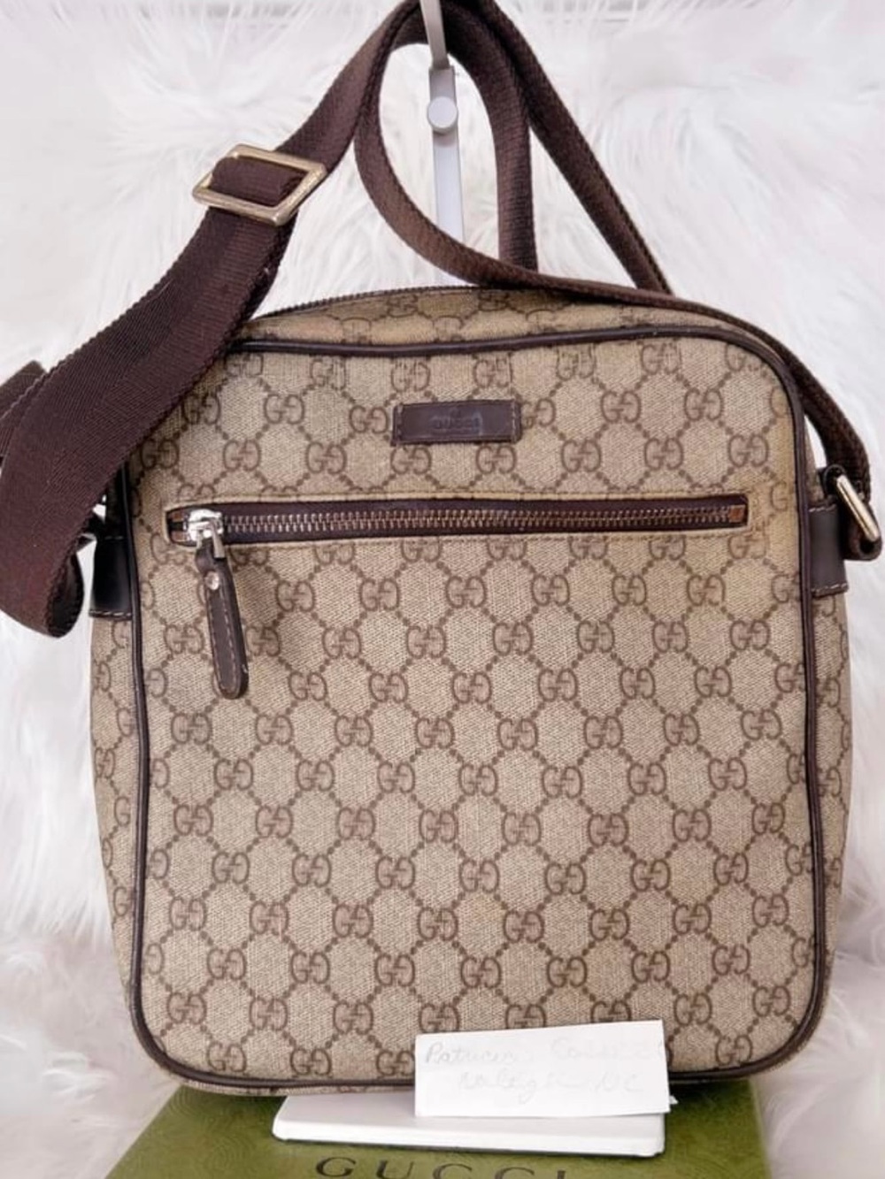 Gucci Beige/Brown GG Canvas Crossbody Messenger Bag